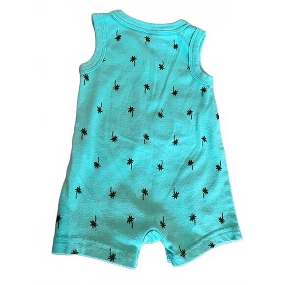 Baby boy sleeveless romper /  tank top romper in Henley style w buttons (0-3m) - Picture 2 of 4
